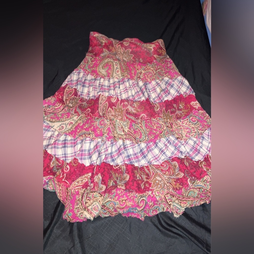 Y2k Vintage Two Layered Patchwork Solitaire Skirt - image 4